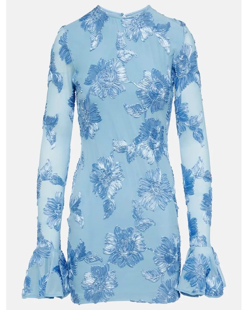 ROTATE Birger Christensen Bridal - Miniabito in mesh con ricamo Blu