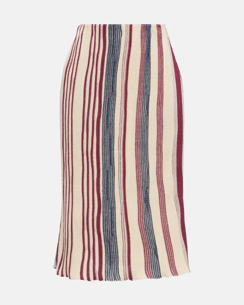 Bottega Veneta Gonna midi in lino e cotone a righe Multicolore