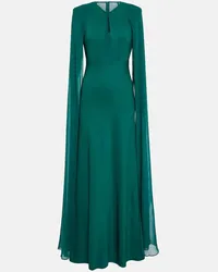 Roland Mouret Abito lungo in chiffon con mantella Verde