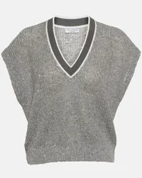 Brunello Cucinelli Gilet in misto lino Grigio