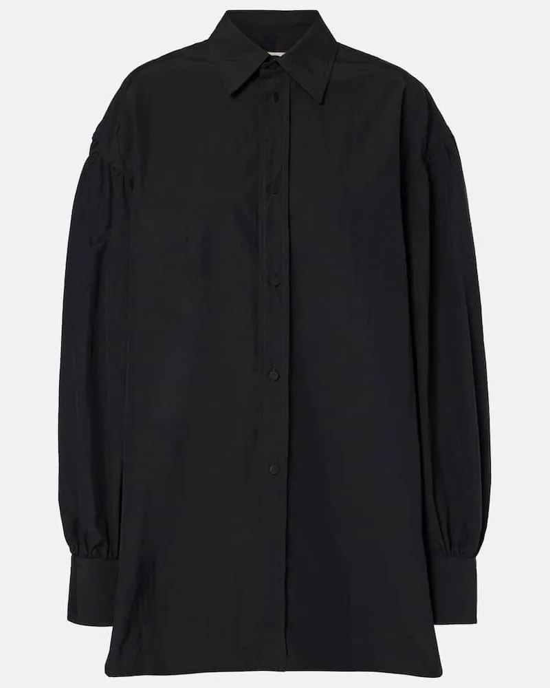 PLAN C Camicia oversize in crÃªpe Nero