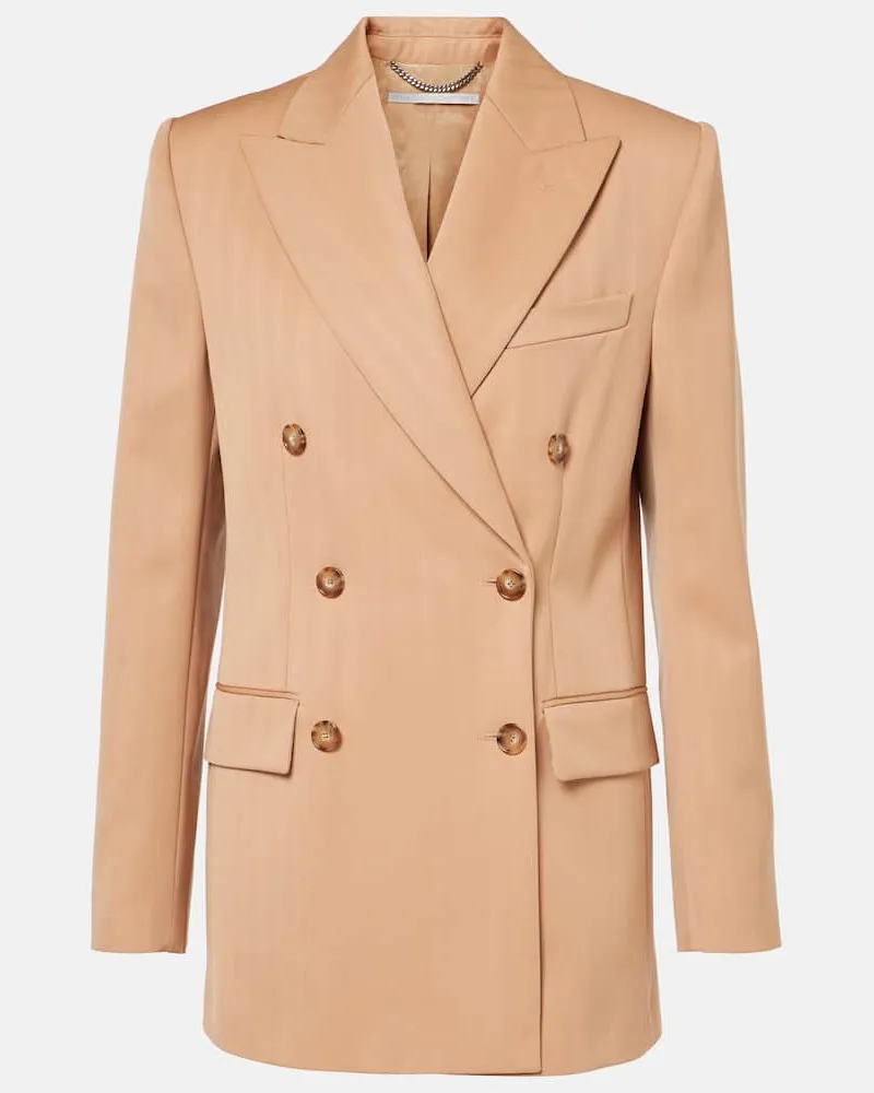 Stella McCartney Blazer doppiopetto in lana a righe Beige
