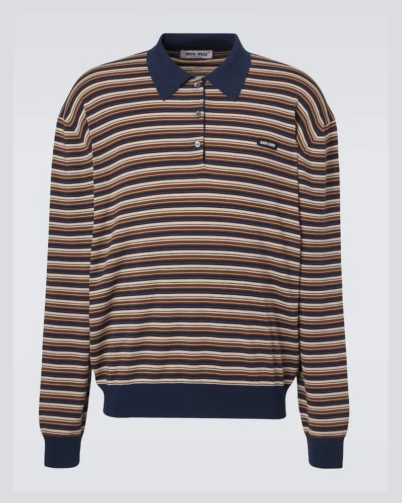 Miu Miu Polo in lana vergine a righe Multicolore