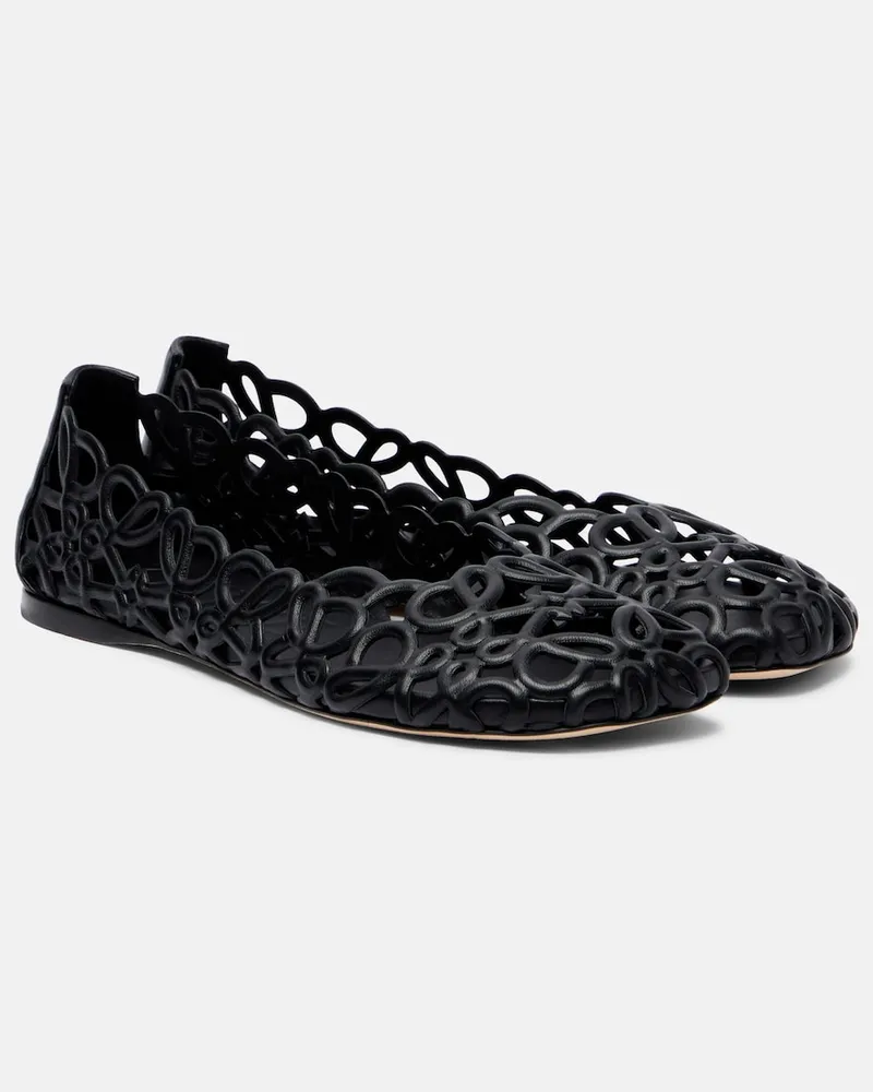 Loewe Ballerine Petal Anagram in pelle Nero