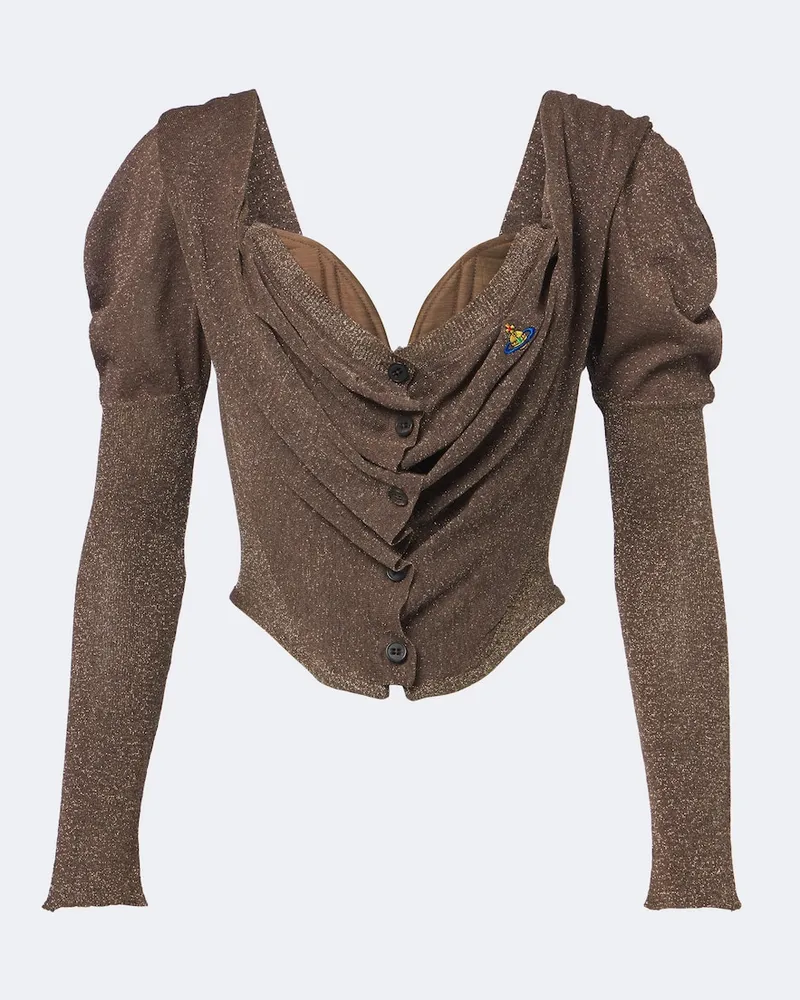 Vivienne Westwood Cardigan Bea in maglia con lamé Marrone