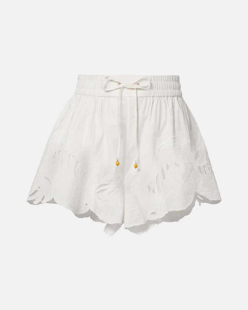 Zimmermann Shorts Mahon in cotone con ricamo Bianco