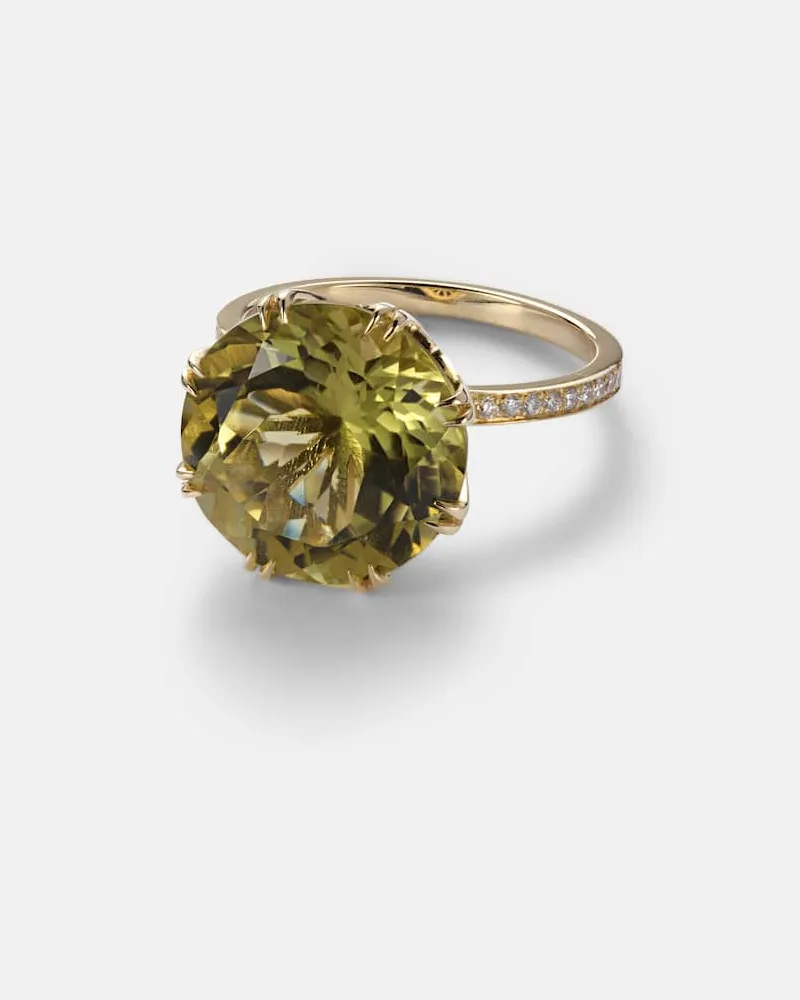 Ileana Makri Anello in oro 18kt con topazio e diamanti Oro