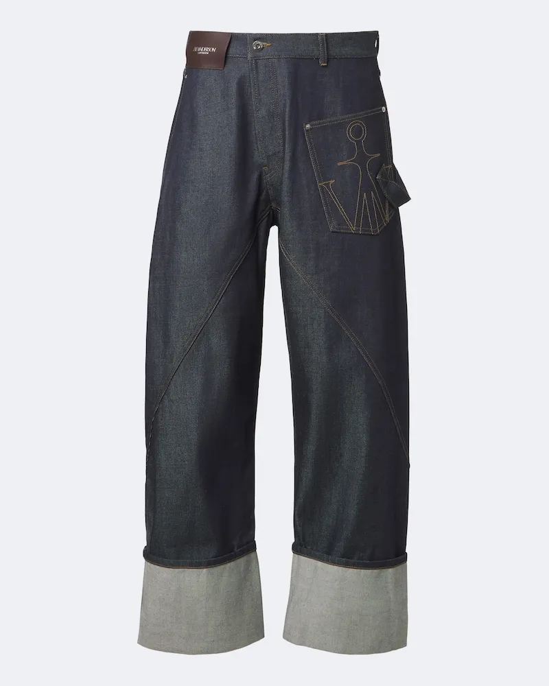 J.W.Anderson Jeans a gamba larga con ricamo Blu