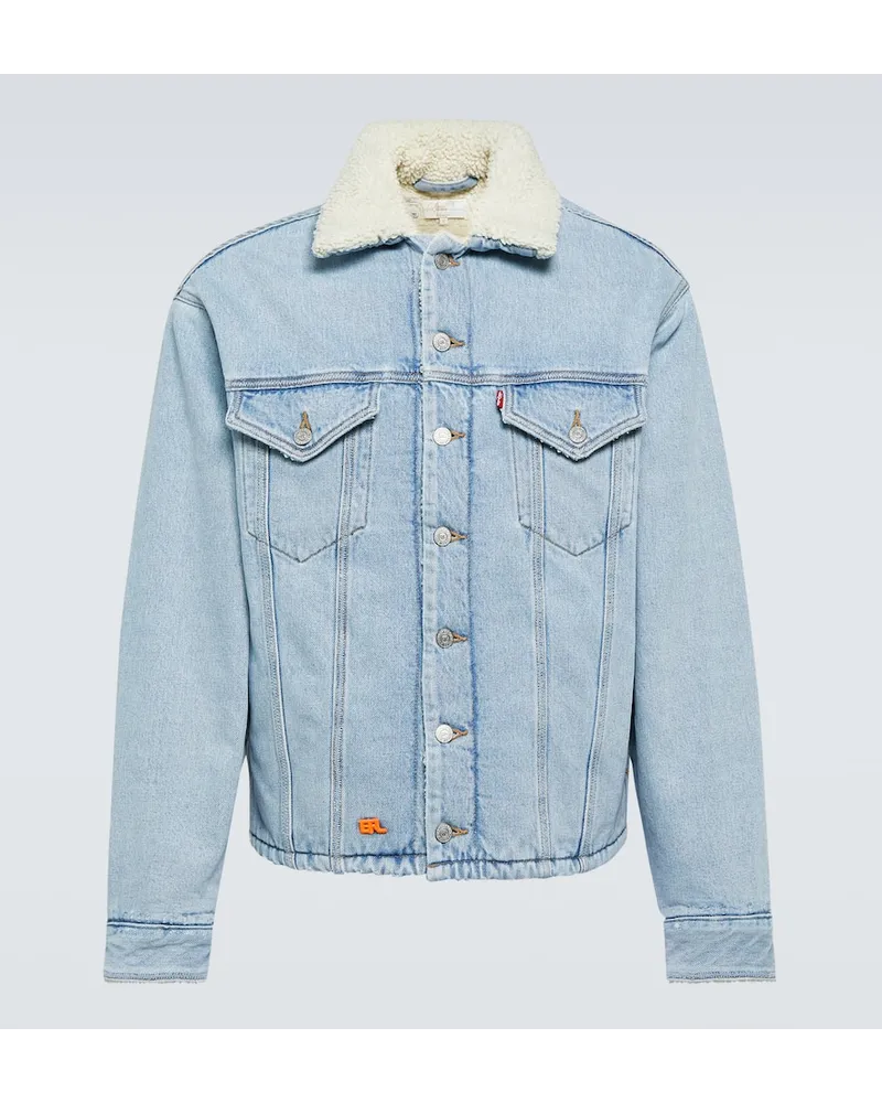 ERL Giacca di jeans con pelliccia sintetica Blu
