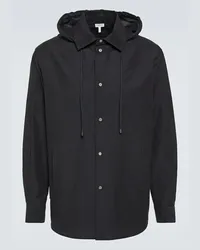 Loewe Giacca camicia in cotone con cappuccio Nero