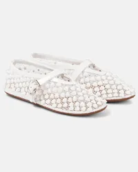 Alaïa Alaïa Ballerine in mesh con pelle e borchie Bianco