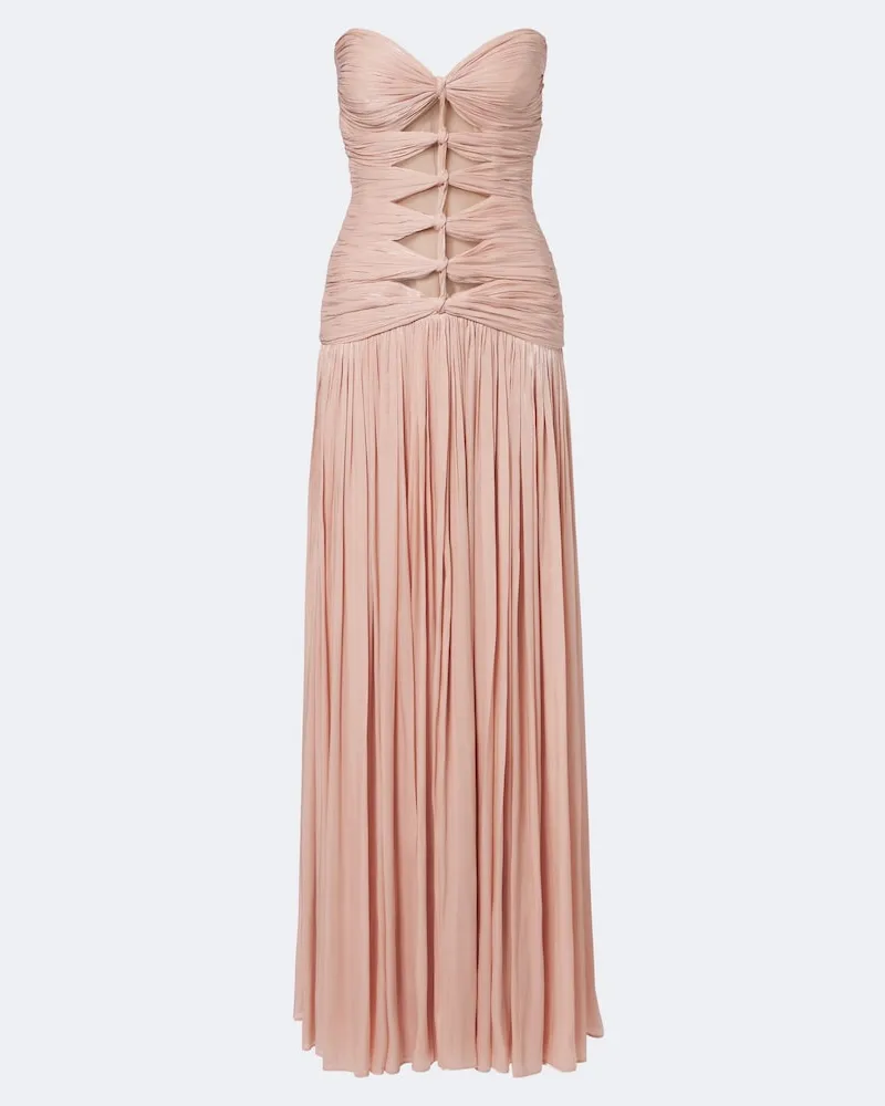 COSTARELLOS Abito lungo in georgette di Lurex Rosa