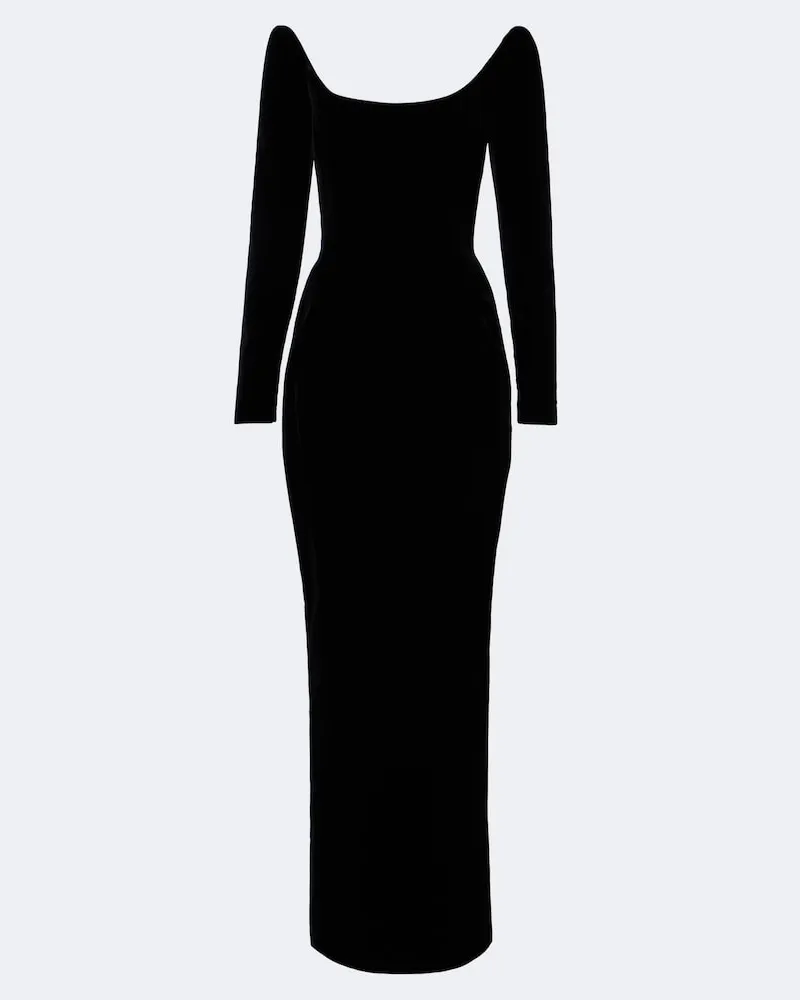 Thierry Mugler Abito lungo in velluto Nero
