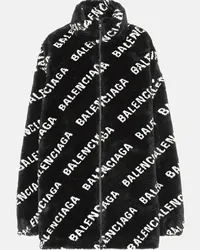 Balenciaga Giacca in pelliccia sintetica con logo Nero