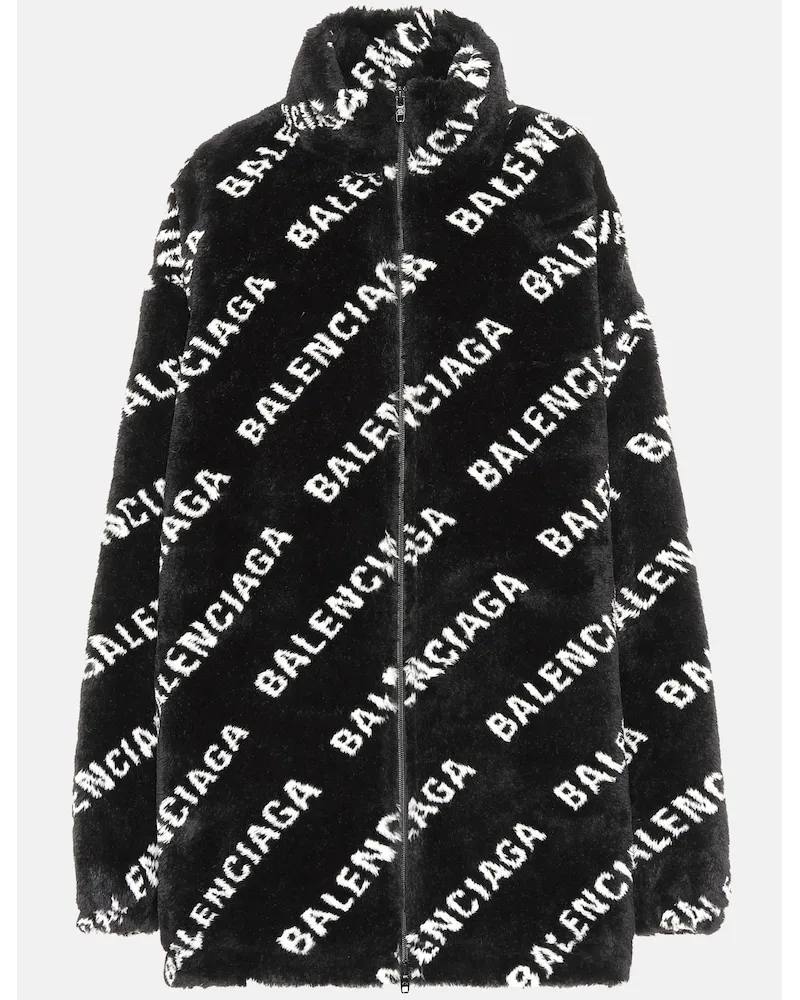 Balenciaga Giacca in pelliccia sintetica con logo Nero