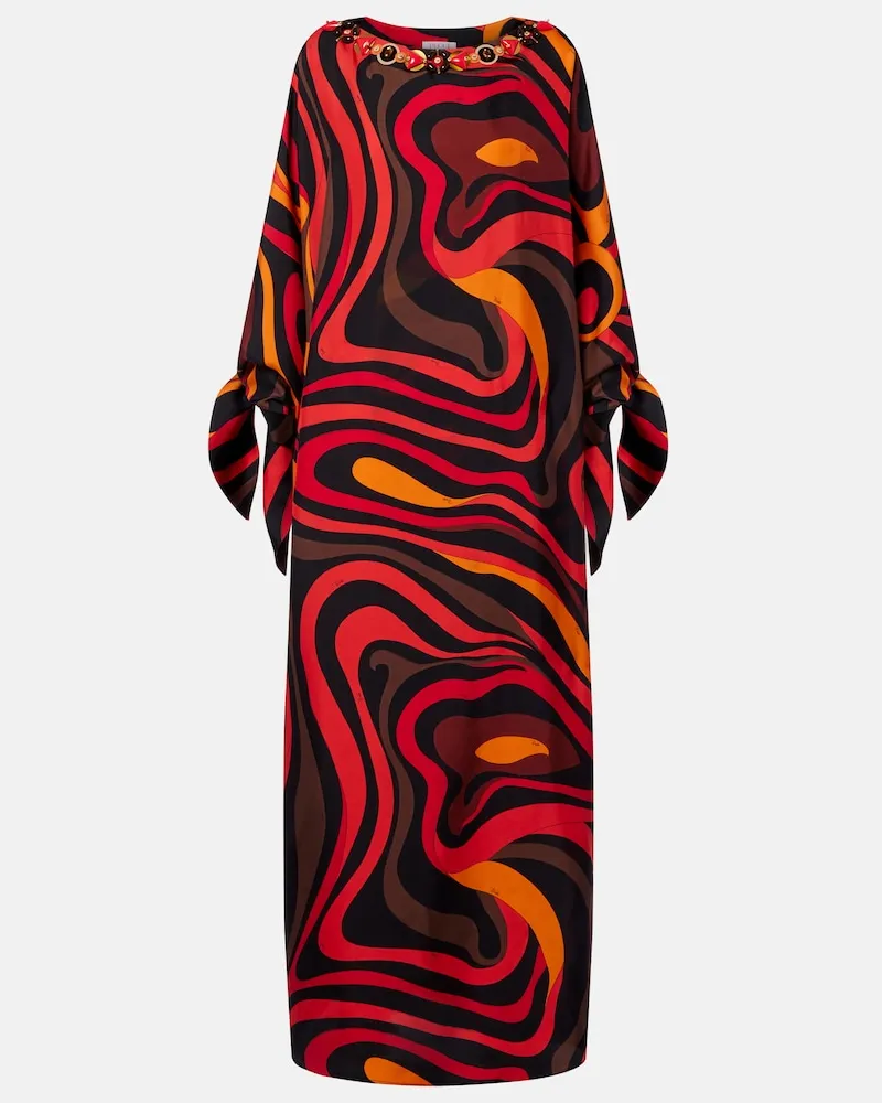Emilio Pucci Caftano Marmo in twill di seta Rosso