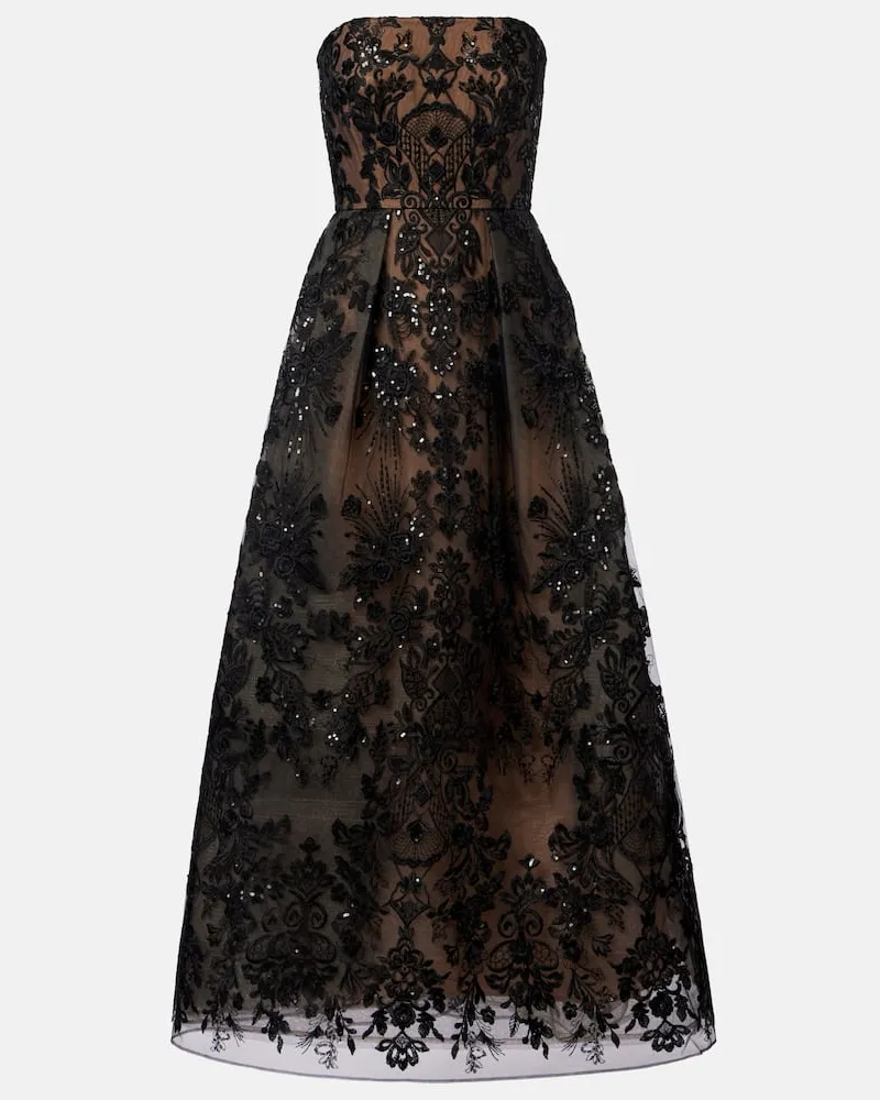 Elie Saab Abito lungo con paillettes ricamate Nero