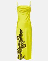 Versace Abito sottoveste Barocco con pizzo Giallo