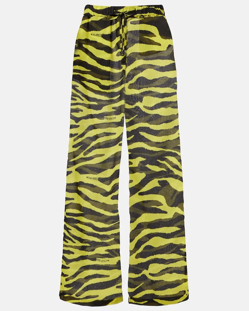 ATTICO Pantaloni a gamba larga in cotone con stampa Giallo