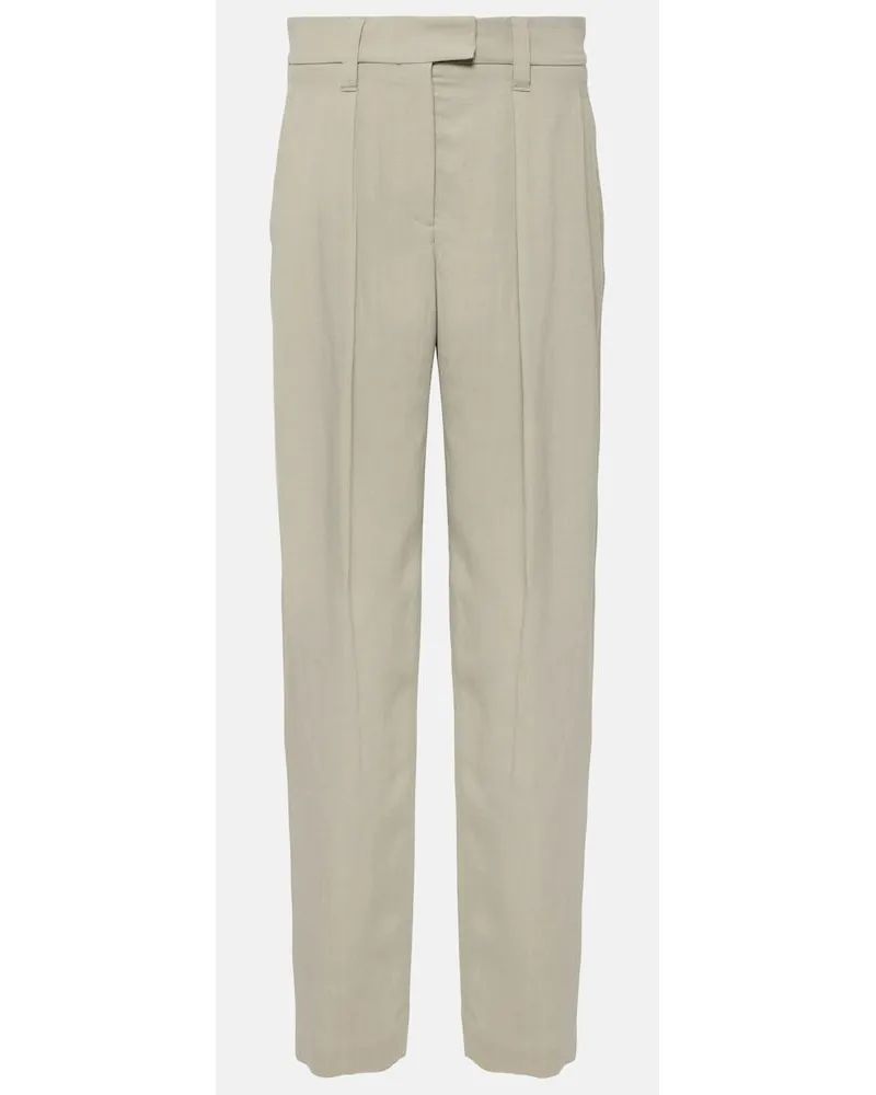 Brunello Cucinelli Pantaloni a gamba larga in twill Grigio
