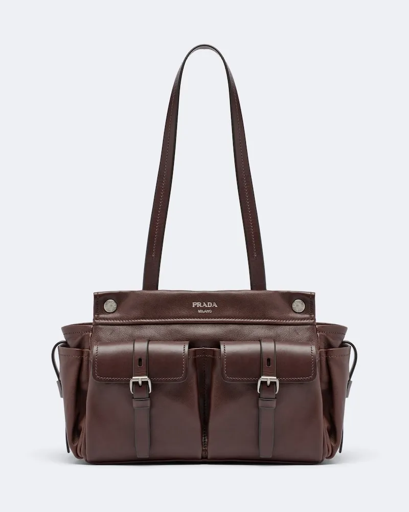 Prada Borsa Route Medium in pelle Marrone