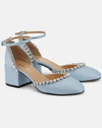 Mach & Mach Pumps Audrey 55 in raso con cristalli Blu