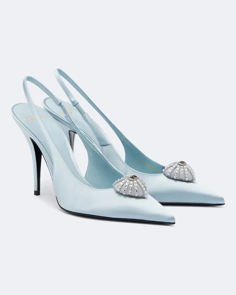 Valentino Garavani Pumps slingback Cœur Royal in raso Blu