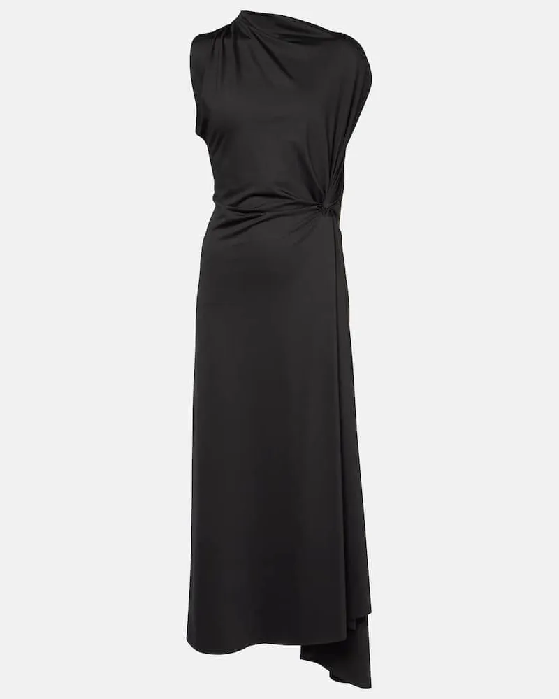 Victoria Beckham Abito midi in jersey con ruches Nero