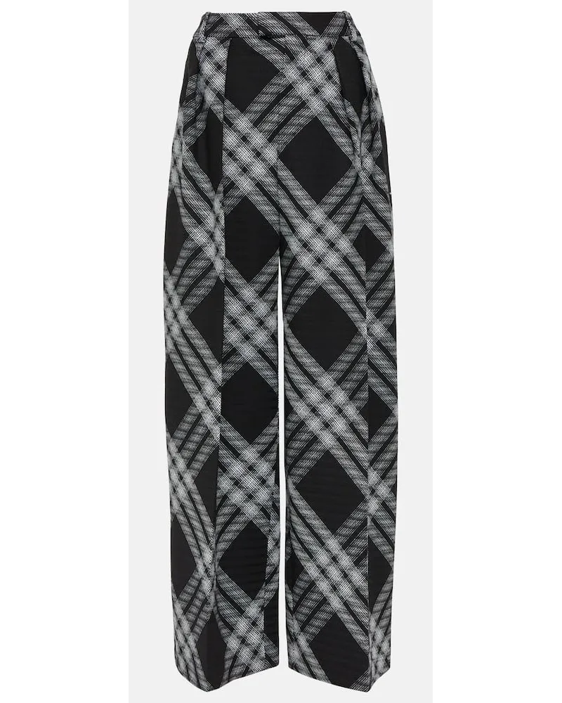 Burberry Pantaloni a gamba larga in lana a quadri Nero