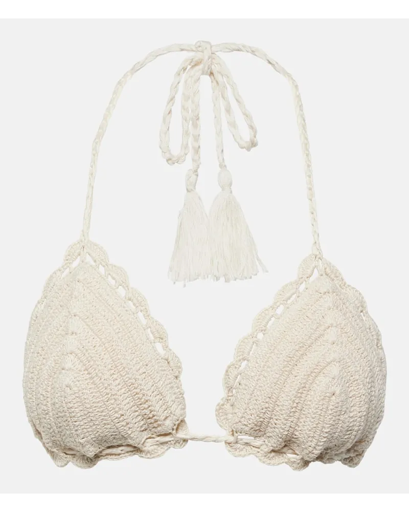 Anna Kosturova Top bikini in crochet di cotone Bianco