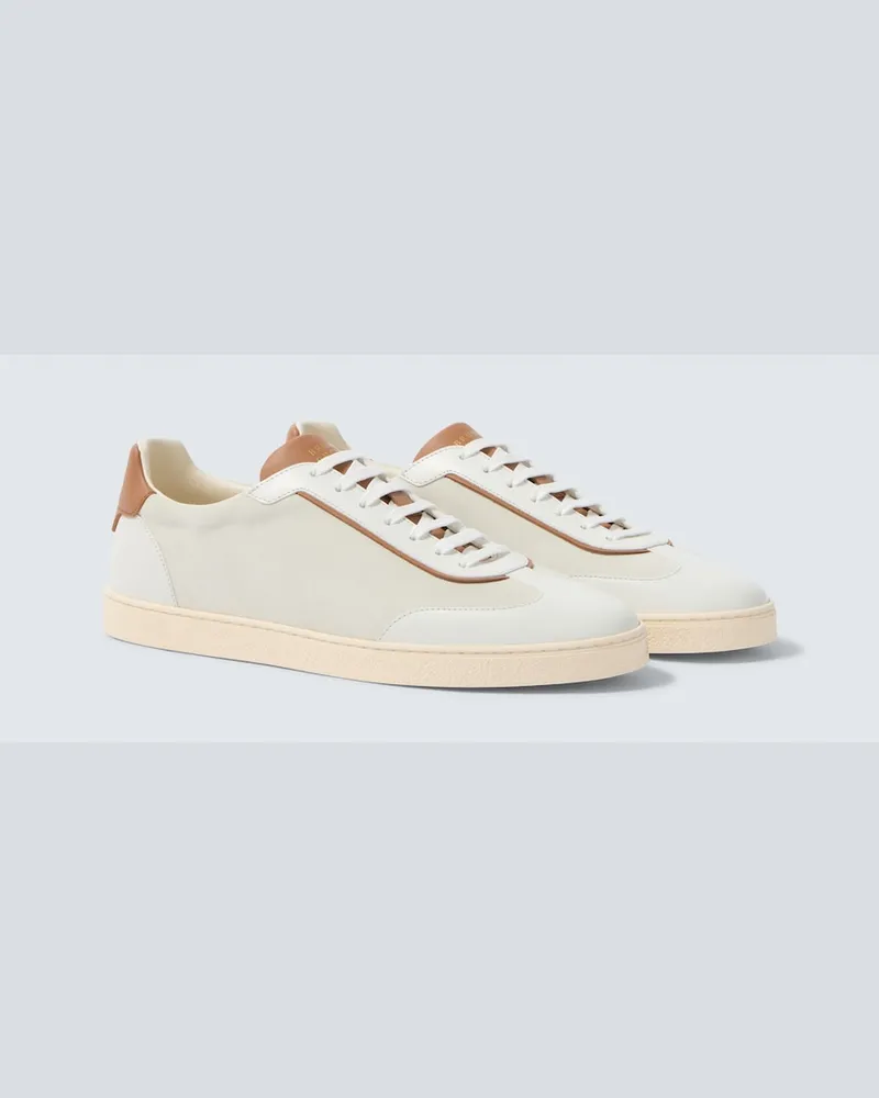 Brunello Cucinelli Sneakers in suede con pelle Marrone