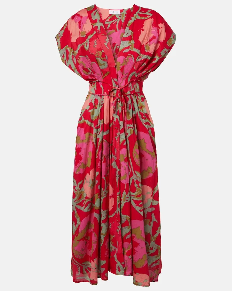 Velvet Abito midi Leilani in cotone con stampa Rosso