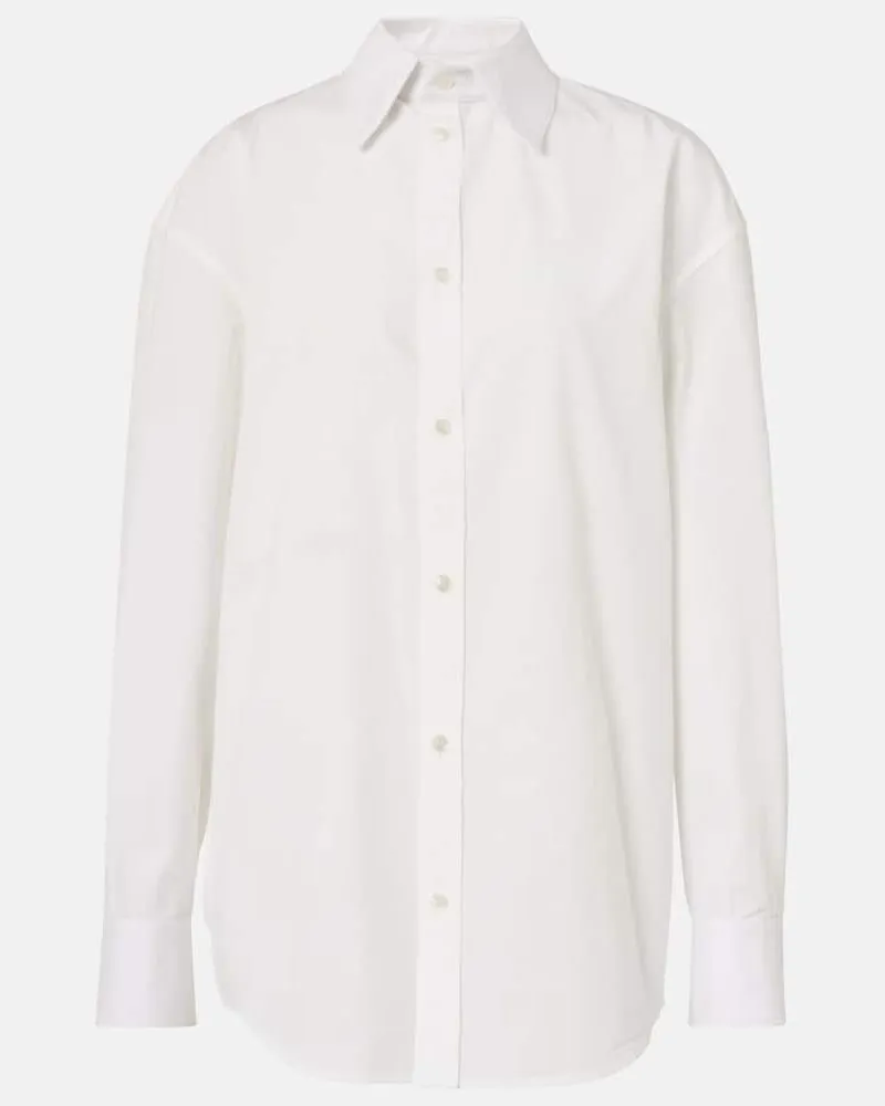 Saint Laurent Camicia Cassandre in popeline di cotone Bianco
