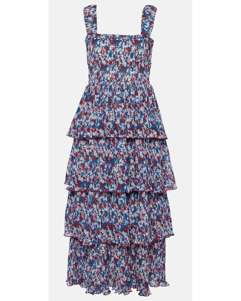Ganni Abito midi in georgette con stampa Multicolore
