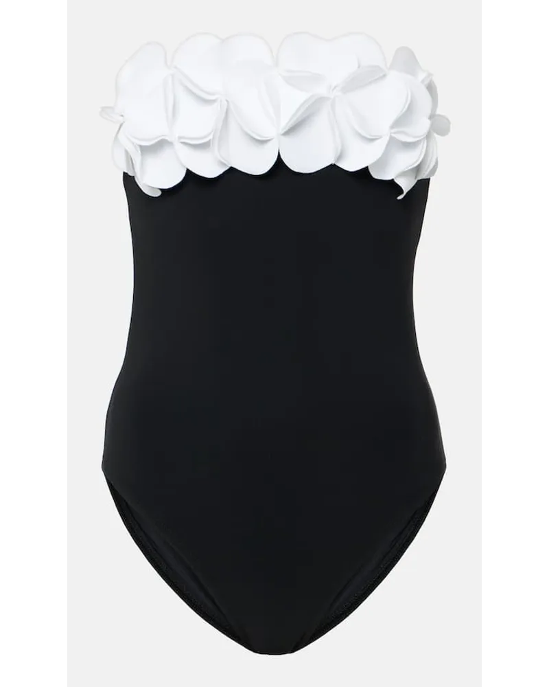Karla Colletto Costume intero Tess con applicazioni floreali Nero