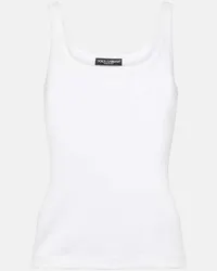 Dolce & Gabbana Top in maglia a coste di cotone Bianco