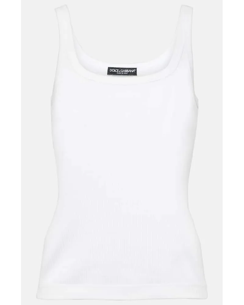 Dolce & Gabbana Top in maglia a coste di cotone Bianco