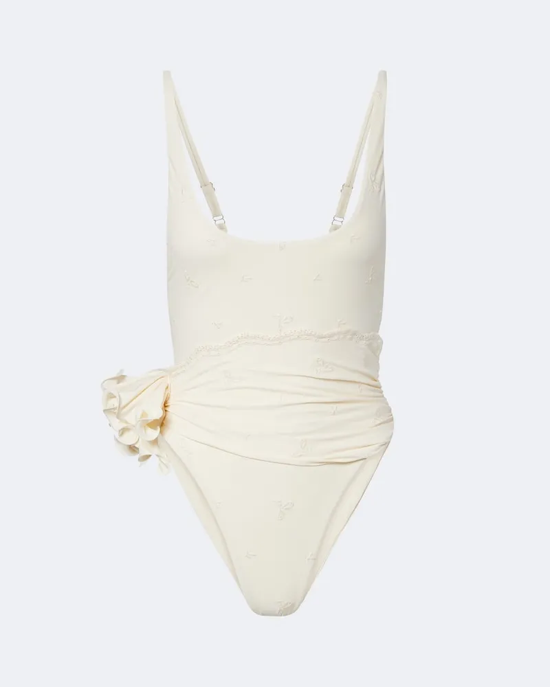 Magda Butrym Costume intero con applicazione floreale Bianco