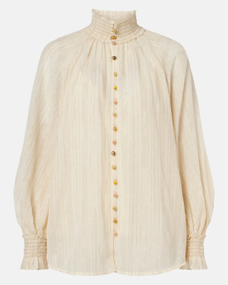 Zimmermann Blusa Aster in misto cotone e seta Bianco