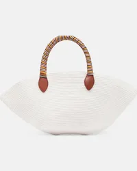 Loro Piana Borsa Mini Panier in tessuto Bianco