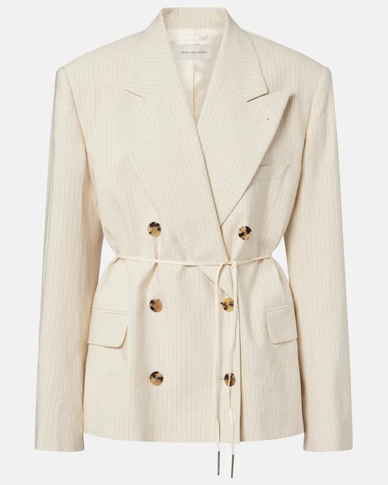 Dries van Noten Blazer doppiopetto in misto cotone Bianco