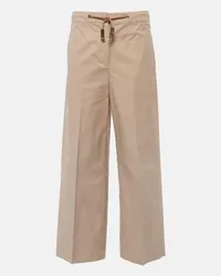 Max Mara Pantaloni a gamba larga Ottavo in twill Beige