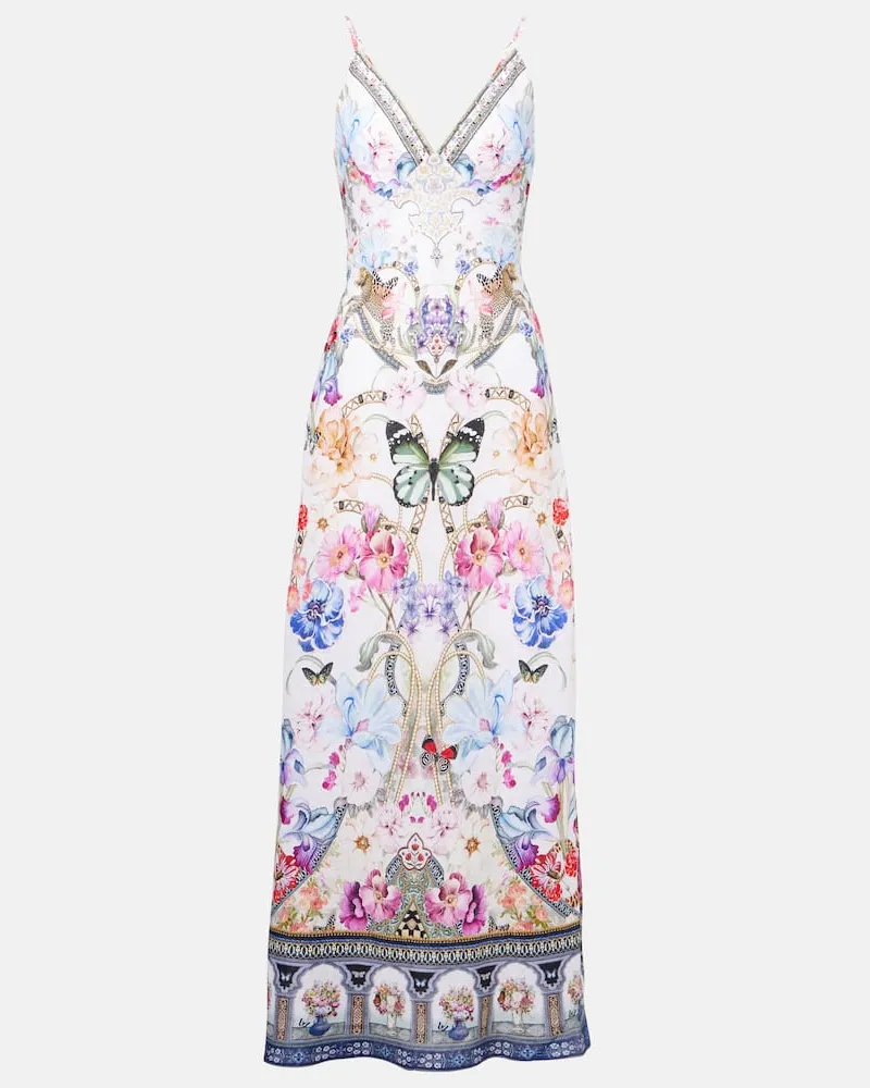 Camilla Abito sottoveste in lino con cristalli Multicolore