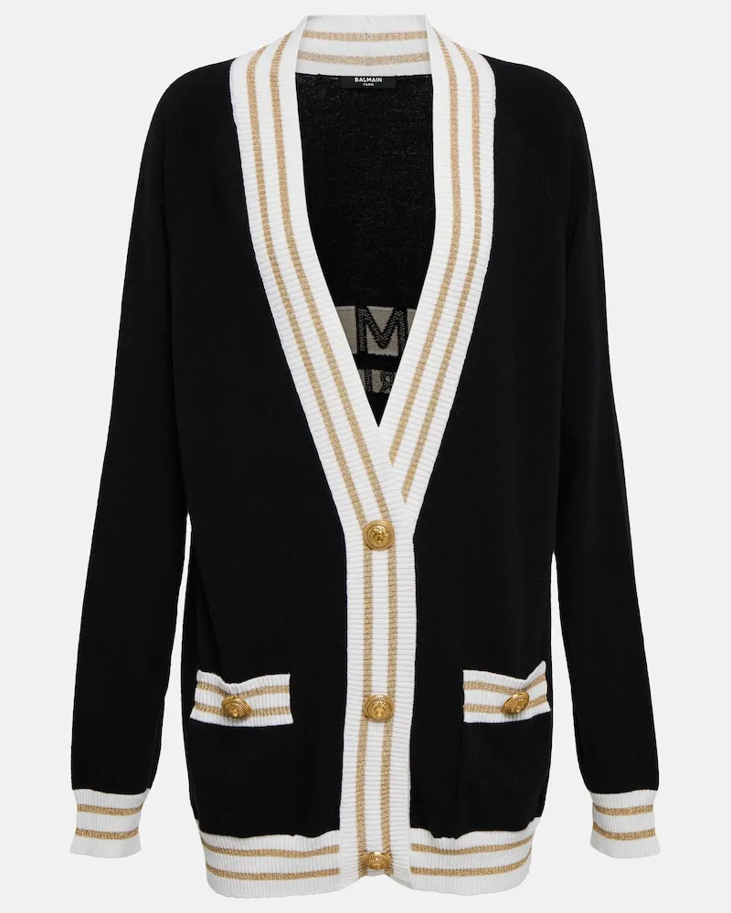Balmain Cardigan in misto cashmere e lana Multicolore