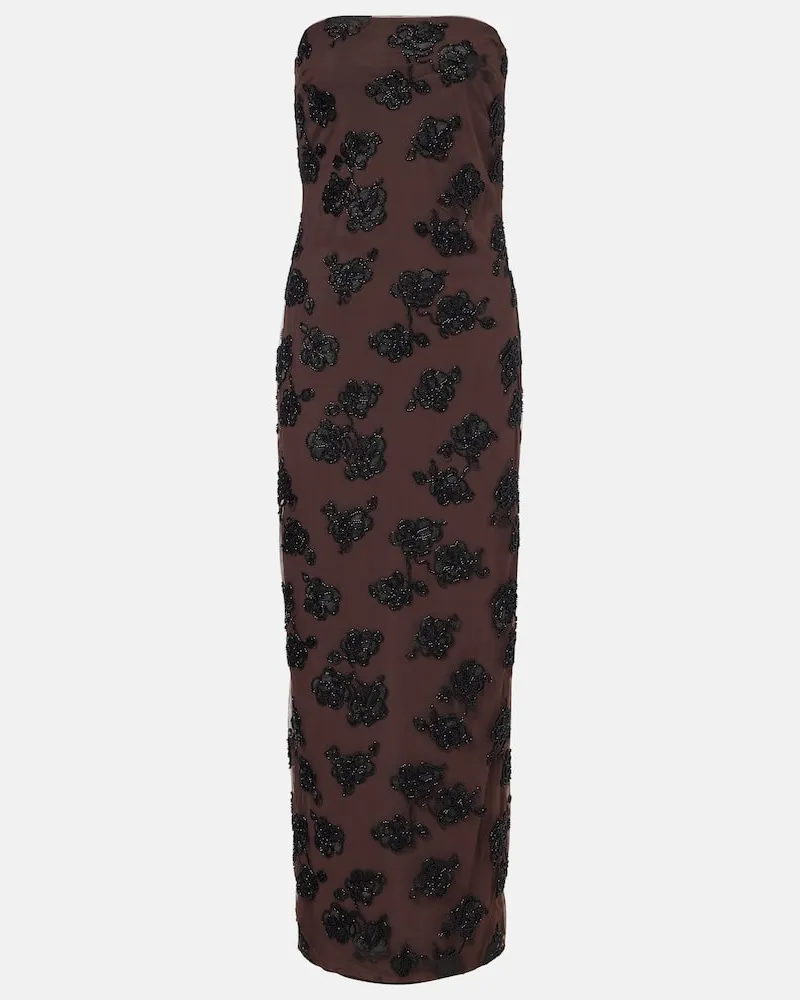 ROTATE Birger Christensen Abito lungo con perline Marrone