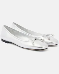 Jimmy Choo Ballerine Elme in pelle metallizzata Argento