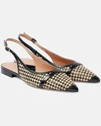 Malone Souliers Ballerine slingback Jama in rafia con pelle Nero