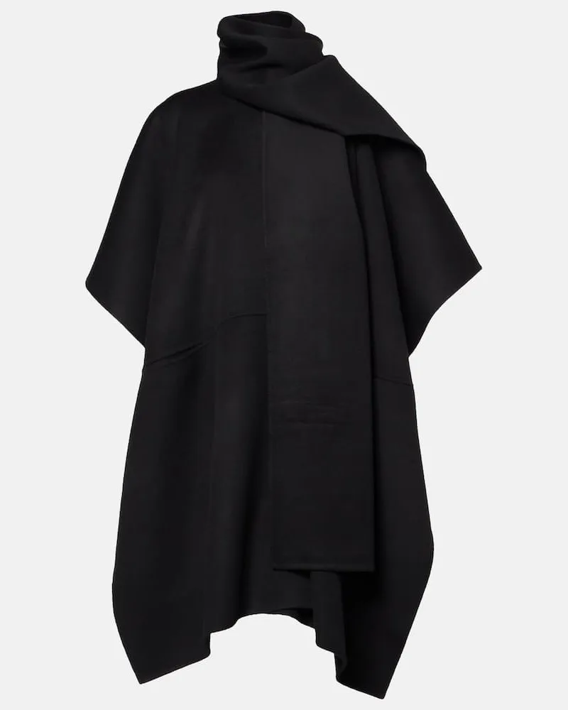 Totême Cappotto DoublÃ© in lana con sciarpa Nero