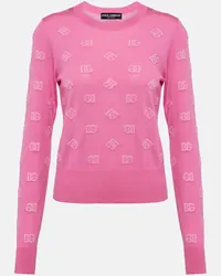 Dolce & Gabbana Pullover in jacquard di lana e seta Rosa