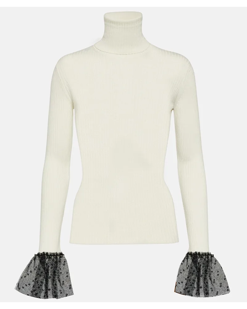 RED Valentino Top in misto lana a coste Beige